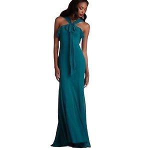 New Quillaree x BHLDN Wind Wave 2 / XS Green Teal Chiffon Ruffled Formal Gown
